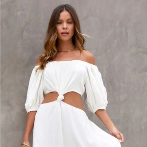 Vici ROZLYNN OFF THE SHOULDER CUTOUT MIDI DRESS - WHITE -XS